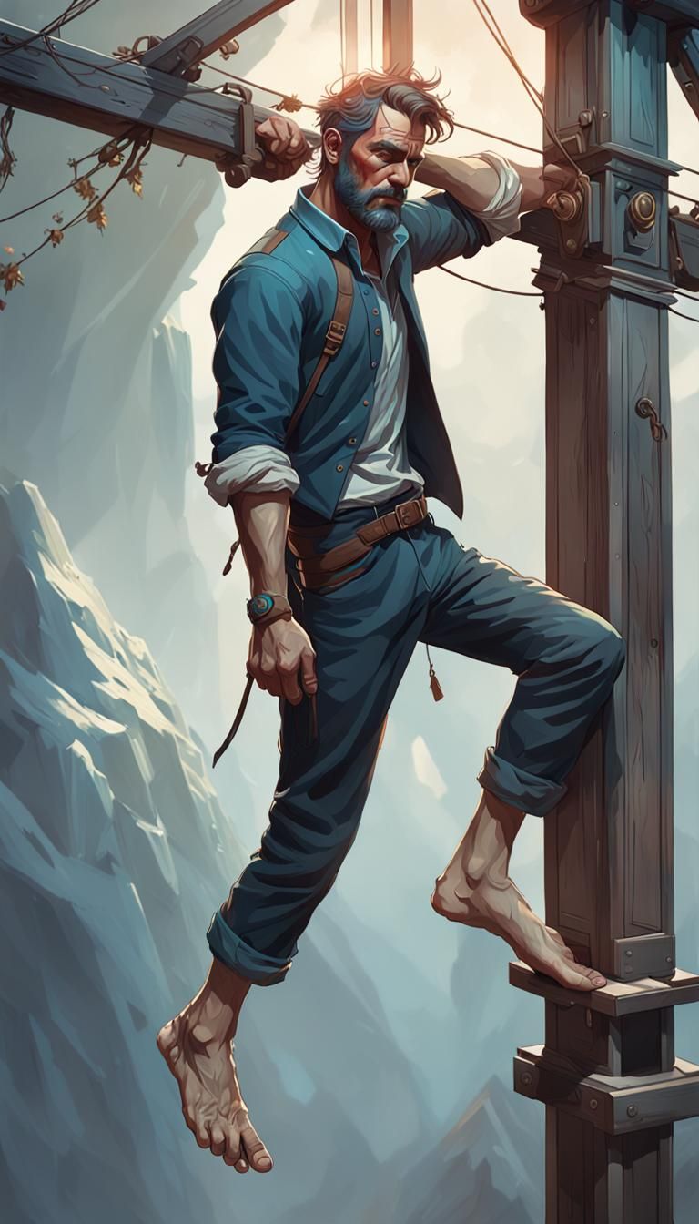 Hanged Man Portrait in Dynamic Lighting