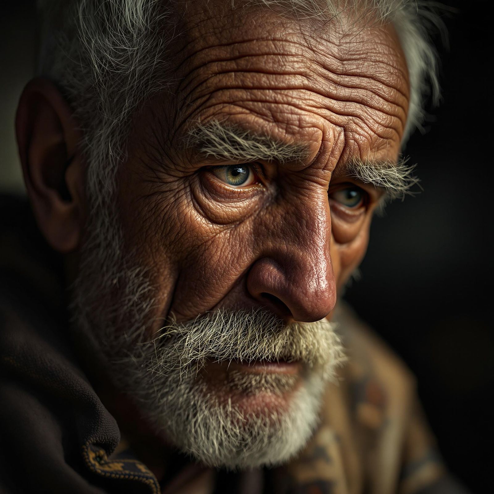 Introspective Portrait of a Weathered Man