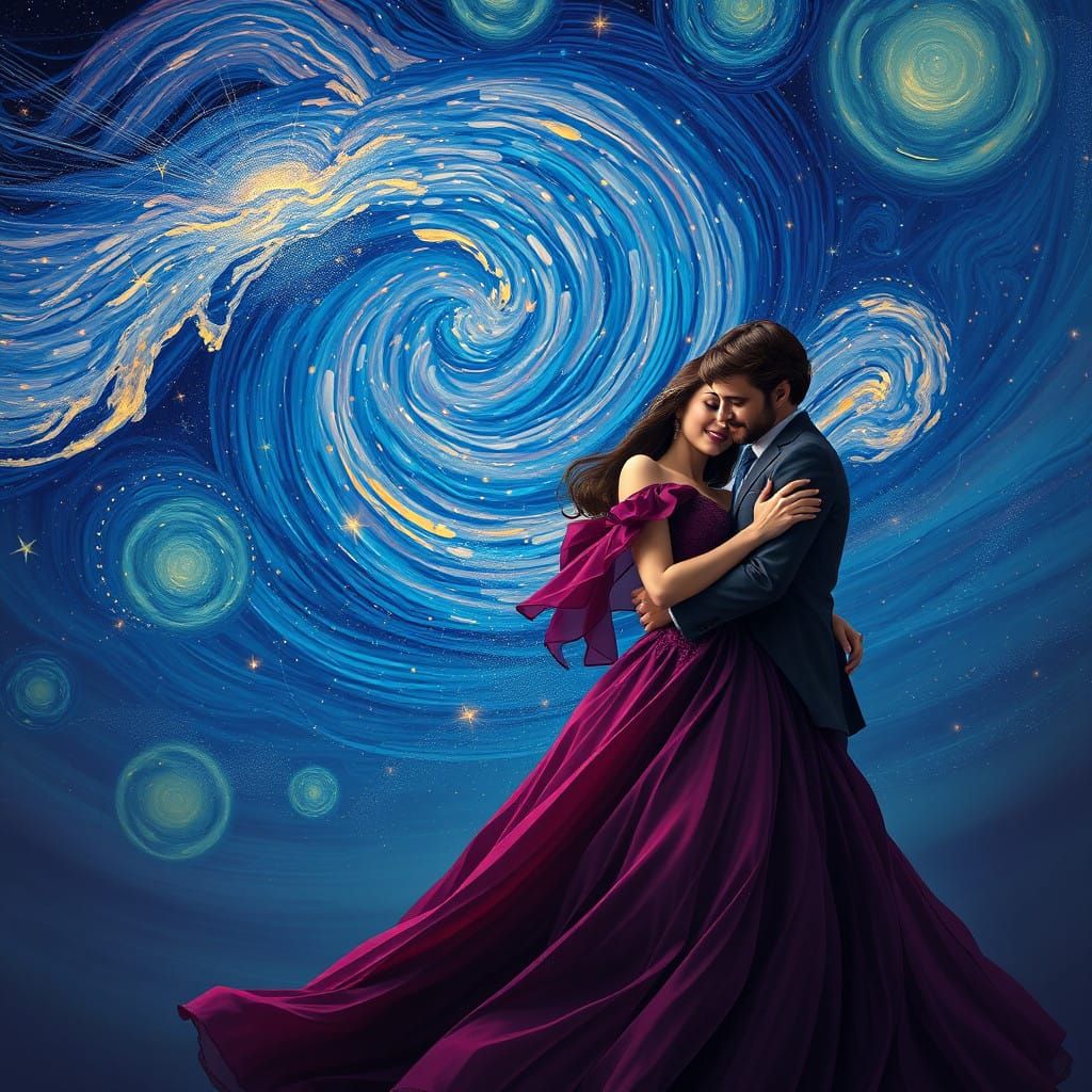 Whimsical Starlight Couple in a Fantastical Dreamworld