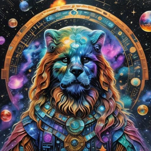 Holographic Galaxy Cat in Cosmic Astral Style