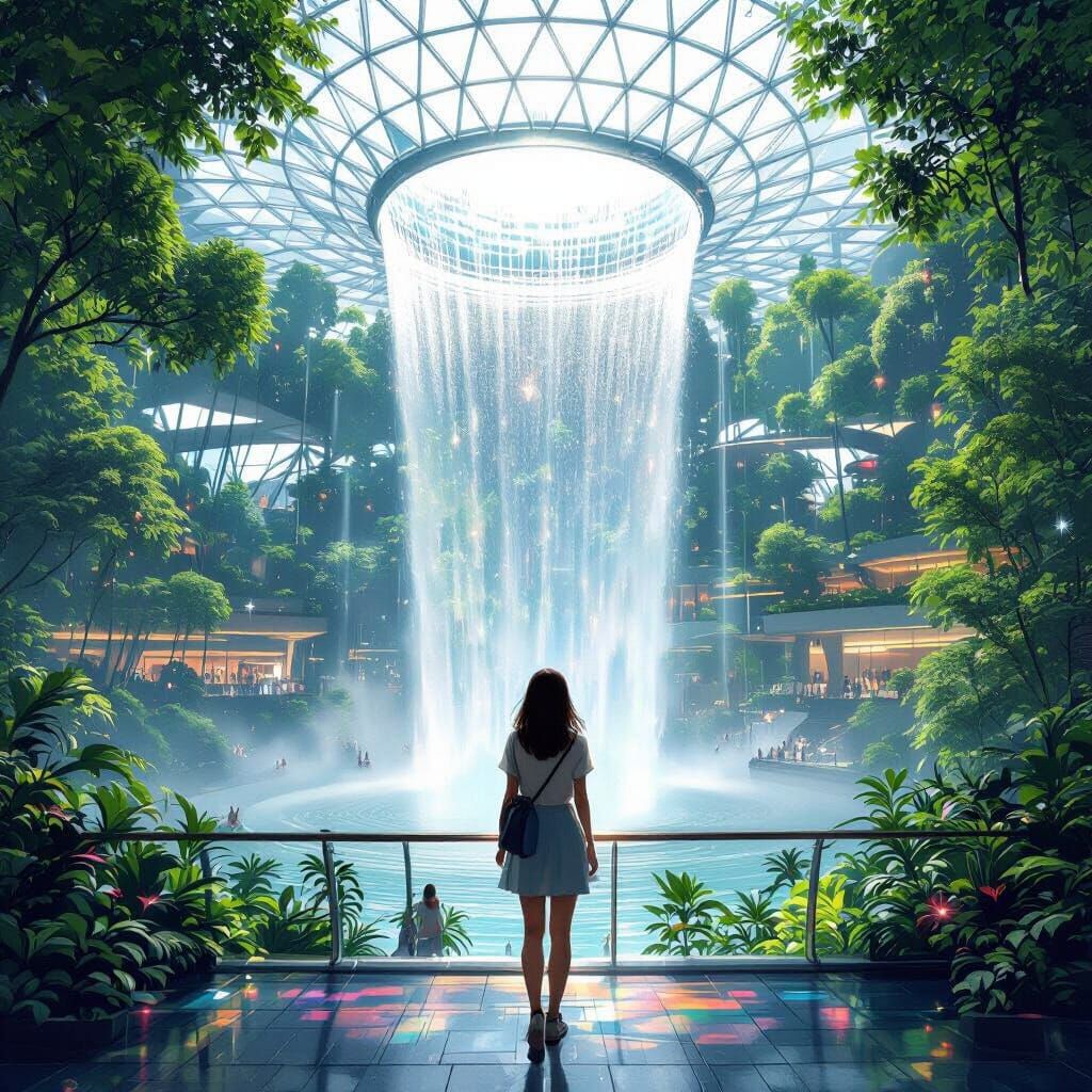 Jewel Changi Airport Light Show in Anime Style