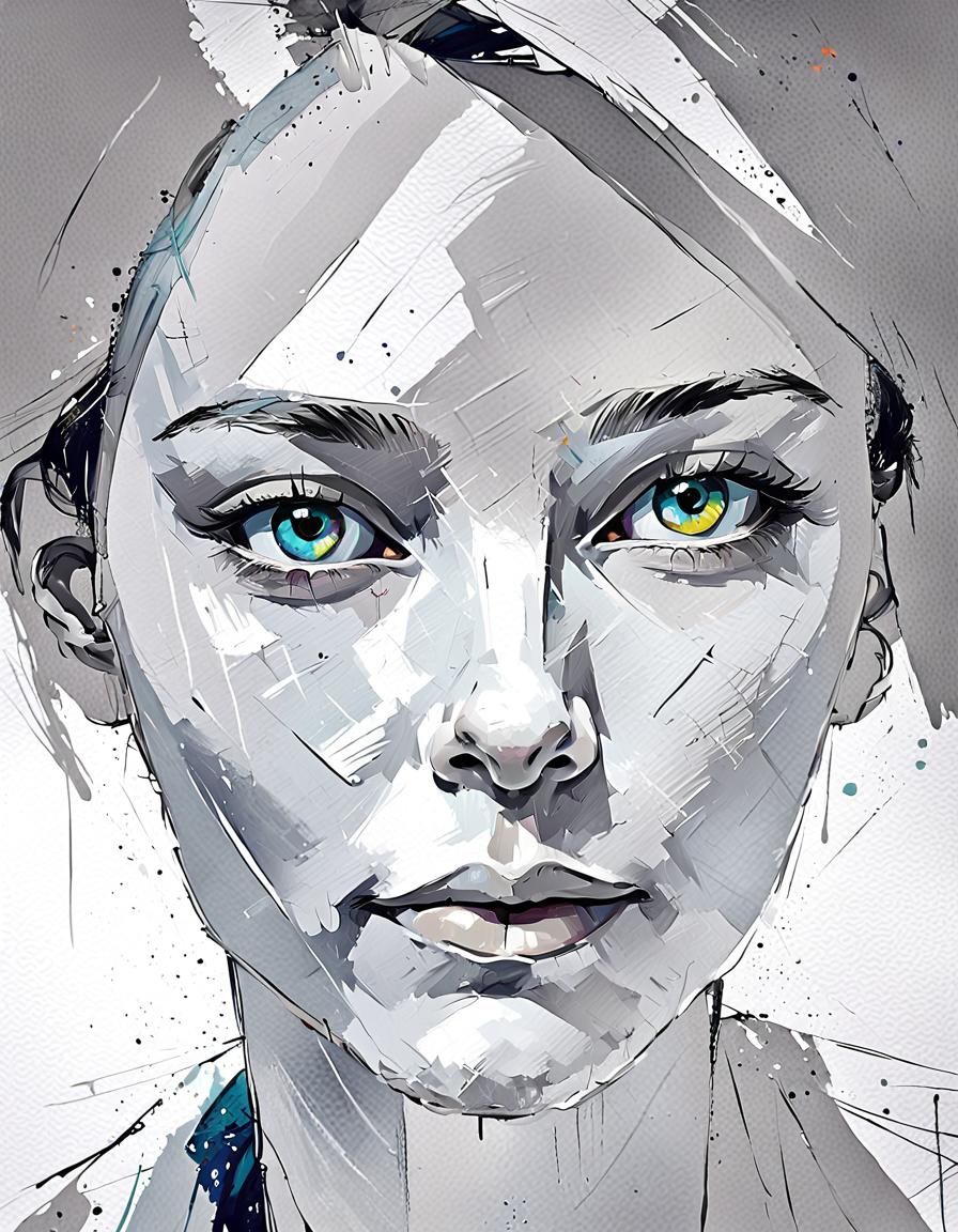 Pop-Expressionist Oil Painting of a Woman