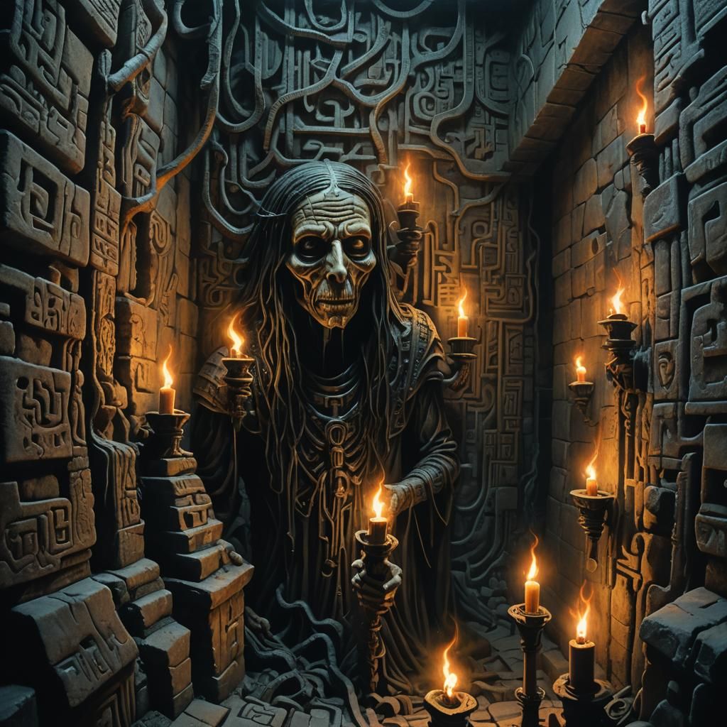 Lost Figure in Dark Maze: Surrealist Dreamscape