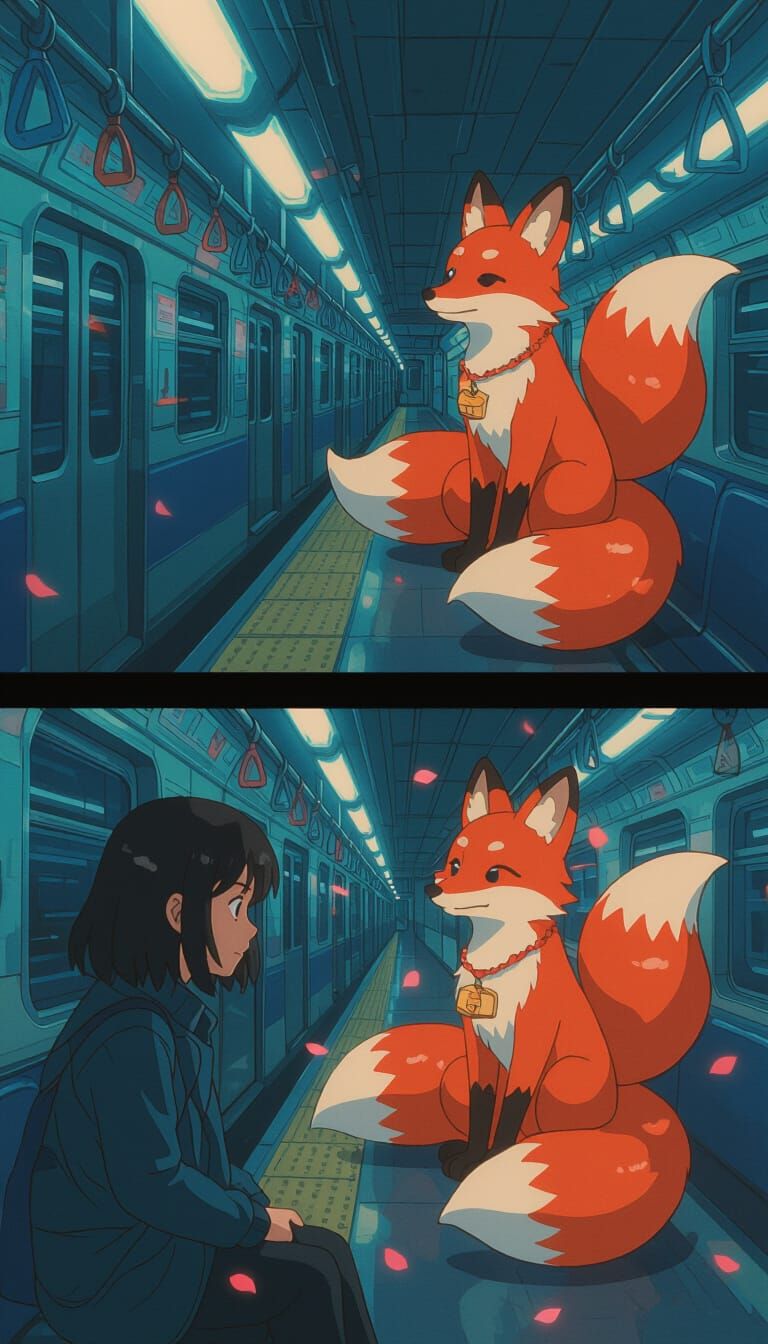 Fox Spirit Meeting on Midnight Subway