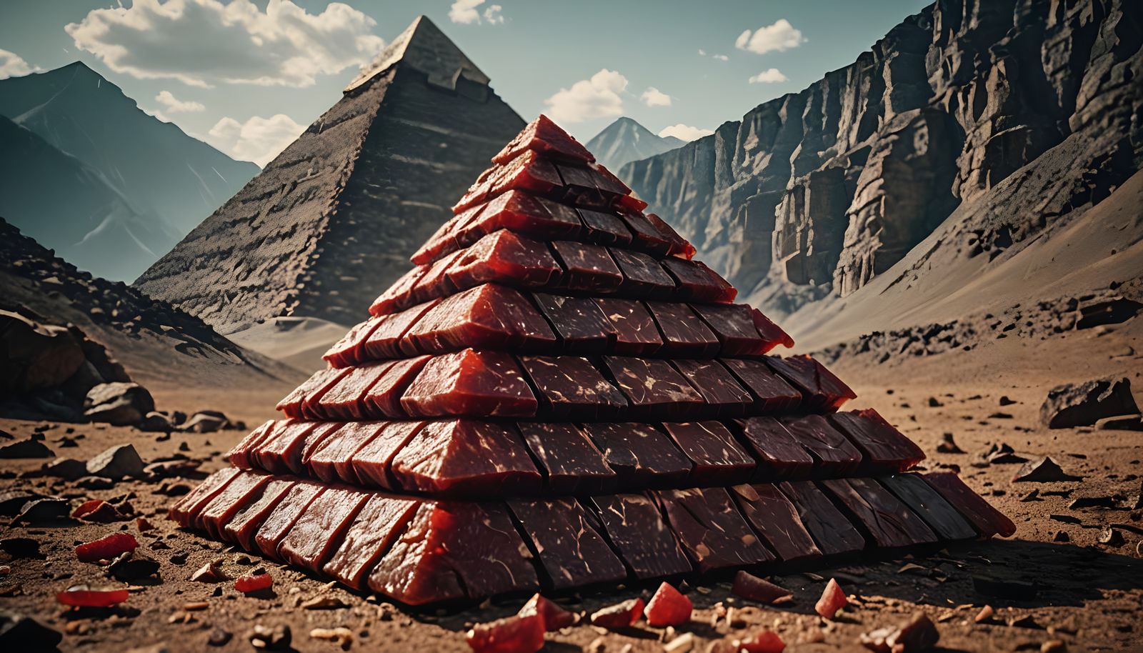 Beef Jerky Pyramid Cinematic Still