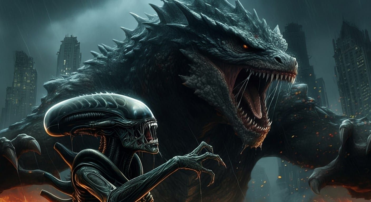 Kaiju vs Xenomorph Queen in Cinematic Spectacle