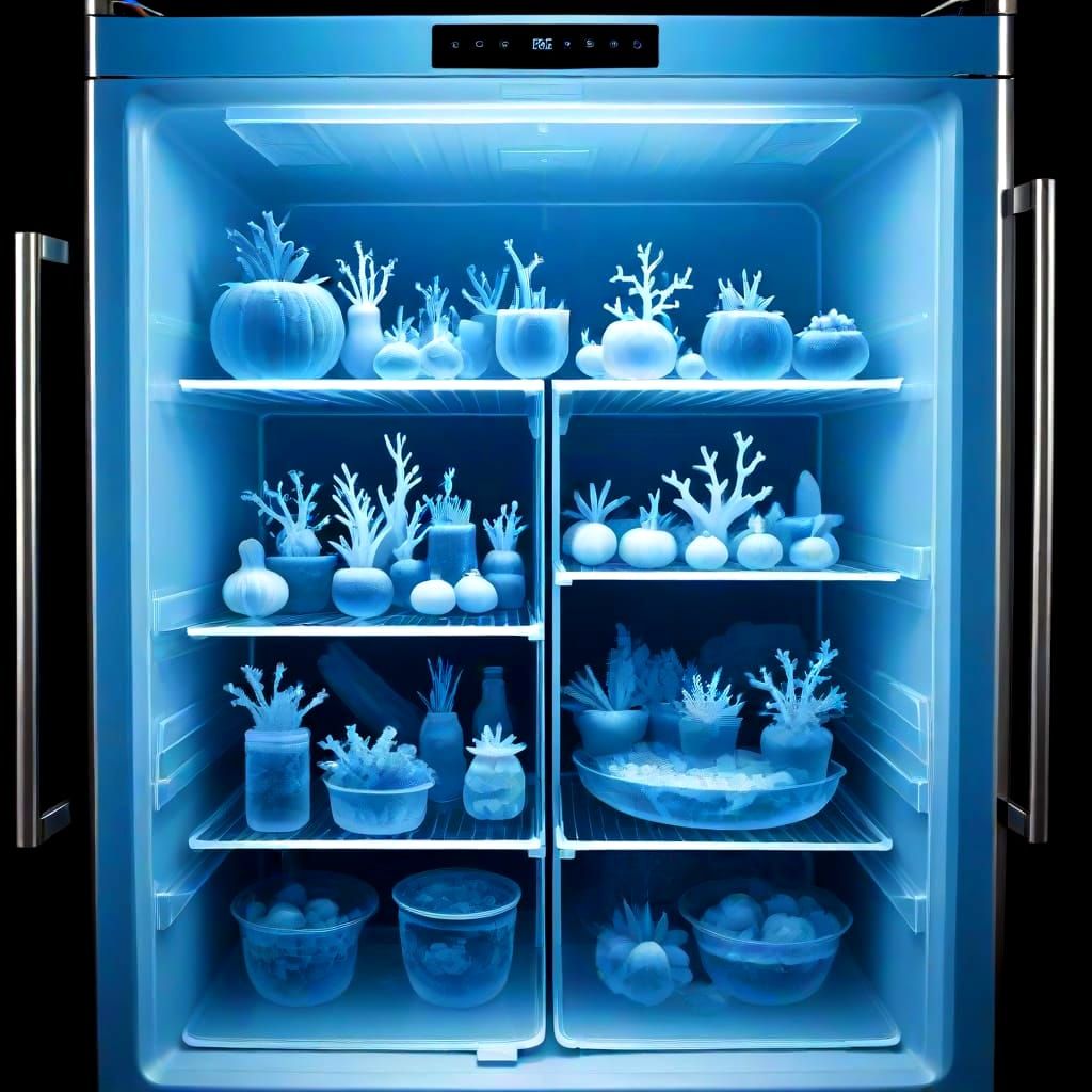 Fridge Interior in Vibrant Blues