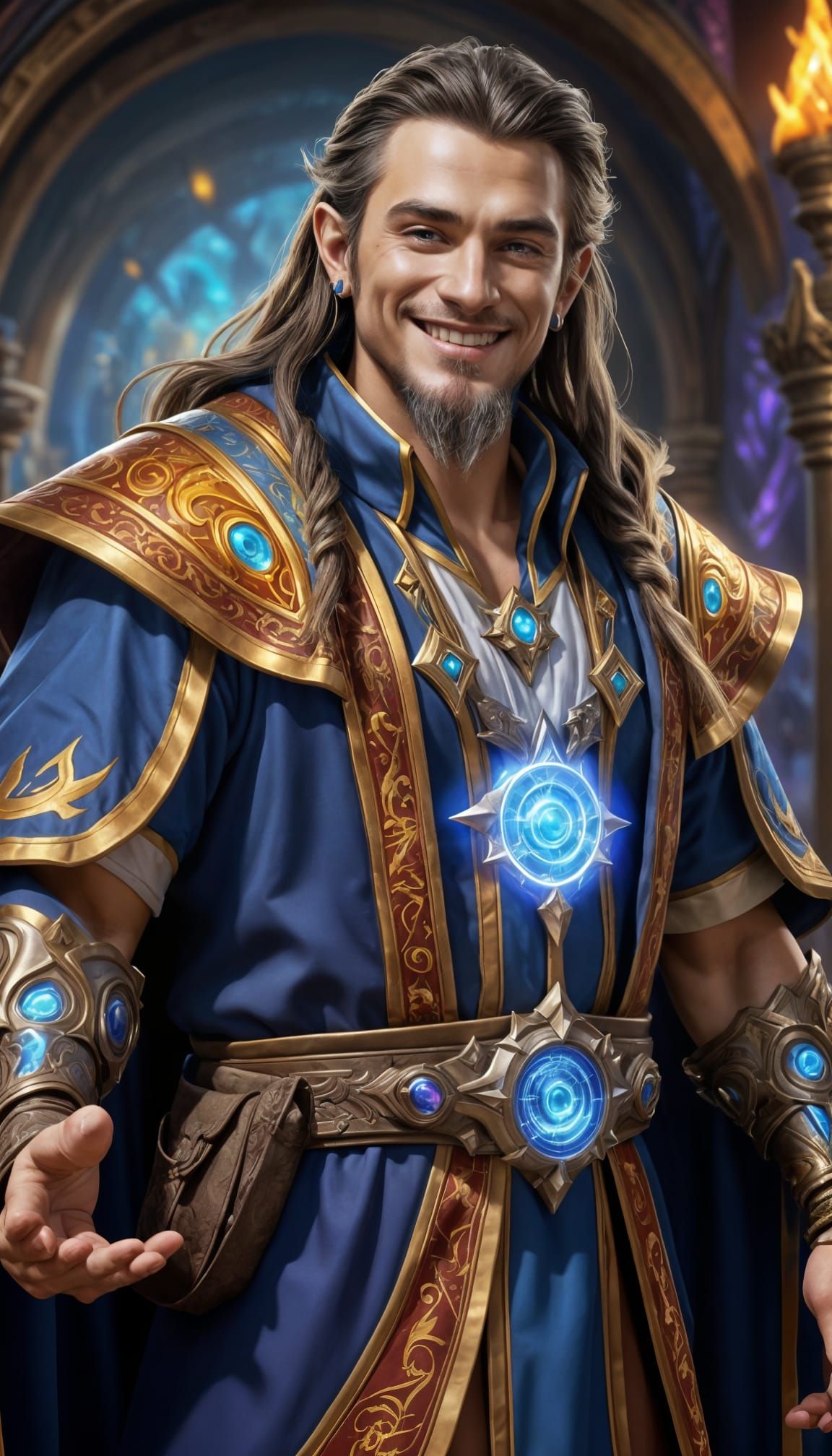 God of Magic in Warcraft Style, Hyperrealistic 8K