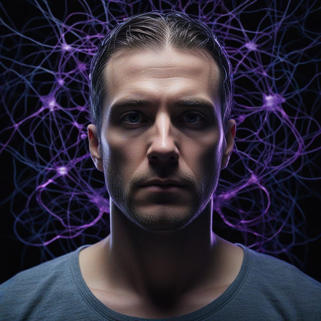 Futuristic Brain in Neon Light