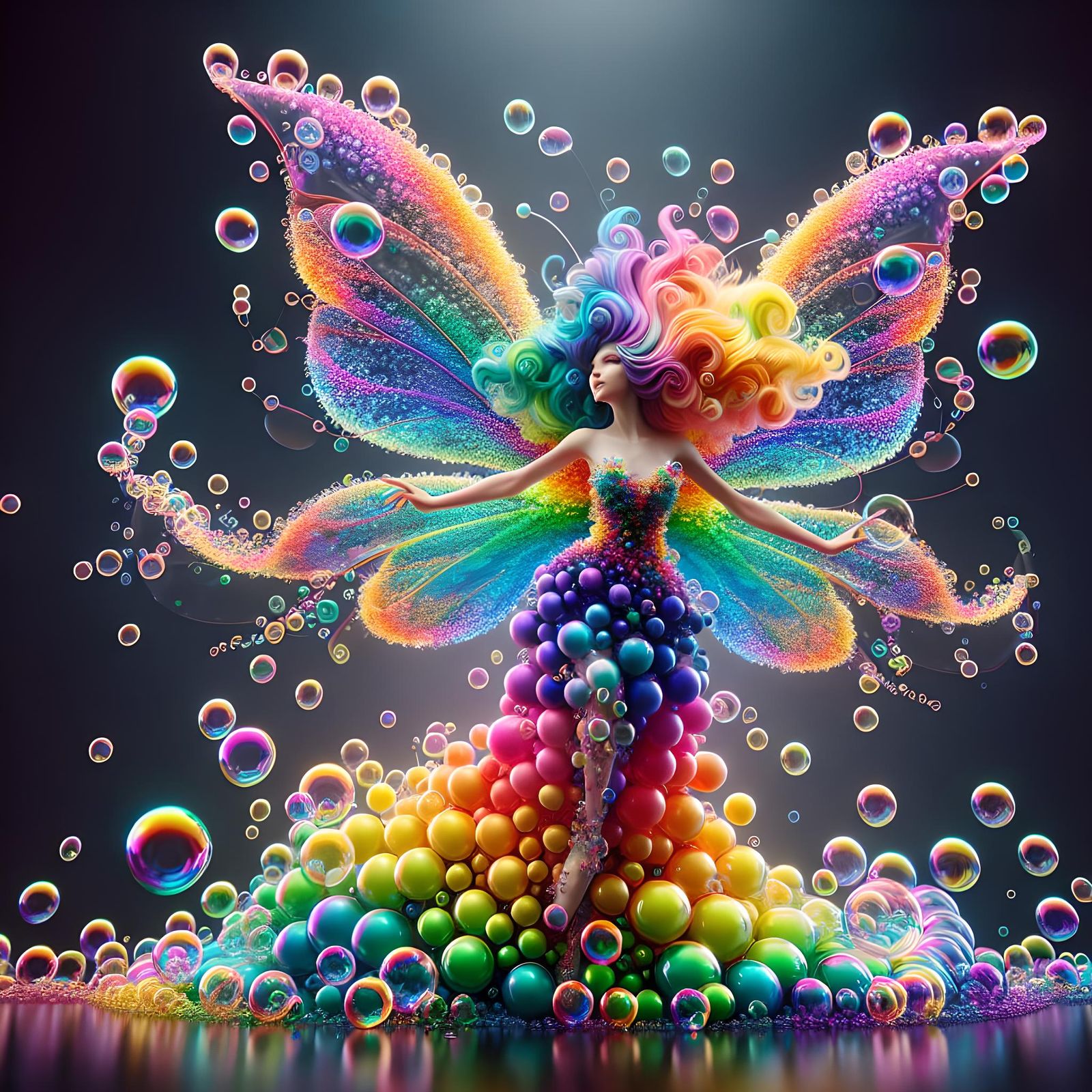 Rainbow Bubble Fairy on a Radiant Stage