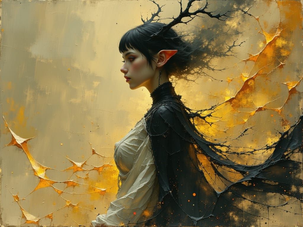 Fantasy Portrait of Backdoor with Antlers in Oil Paint Style