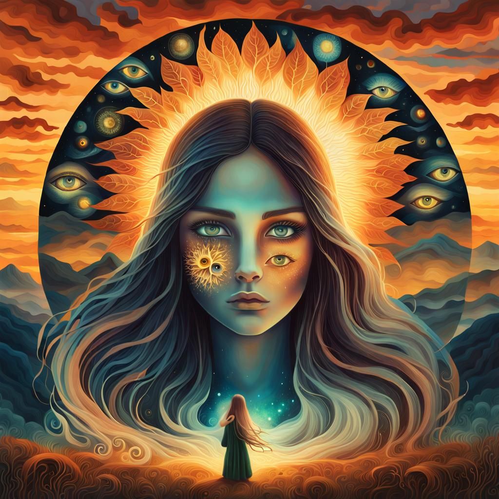 Mesmerizing Bio Art Collage of Glowing Eyes