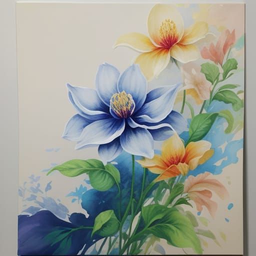 Gouache Flower Painting with Textured Layers