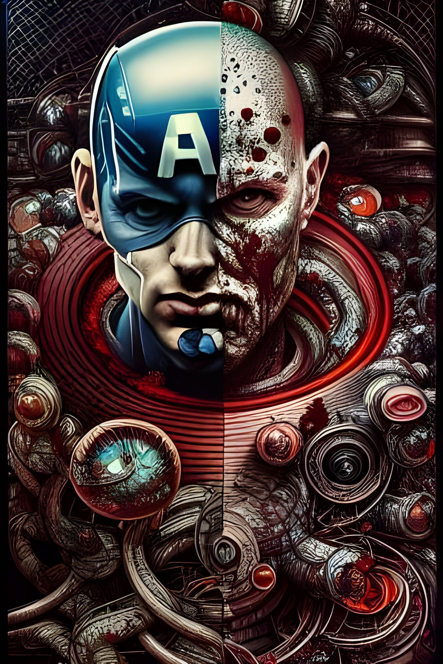 Bloodied Captain America in Digital Art Style