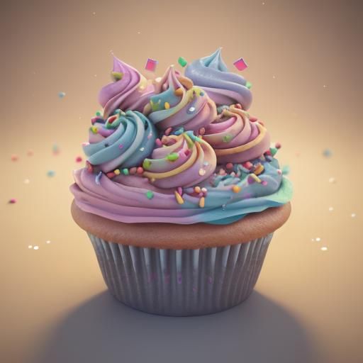 Kittens with Frosting in Giant Cupcake, Digital Art