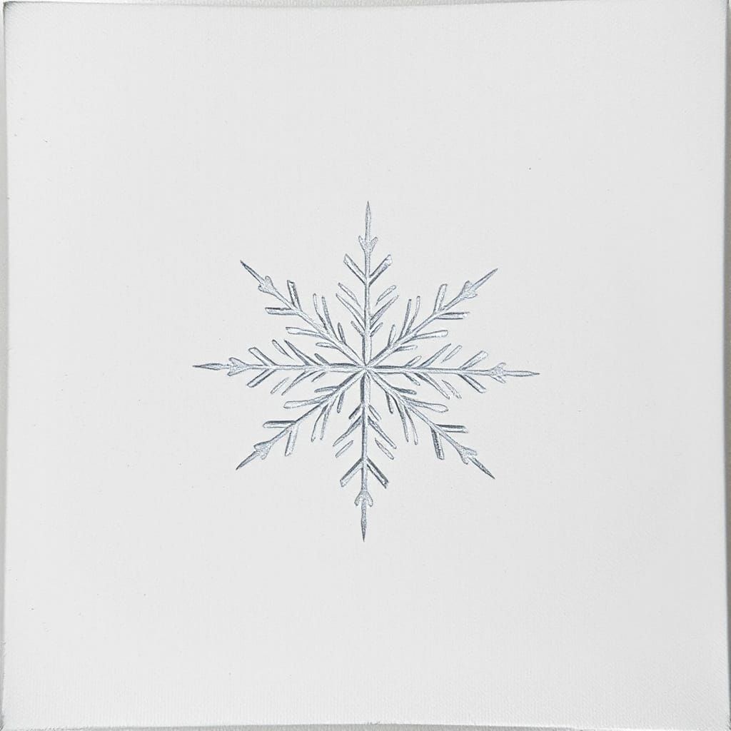 Minimalist Snowflake Outline in Digital Oil Painting