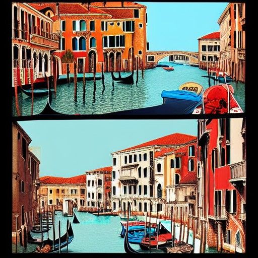 Venice in Realistic Comic Book Art Style