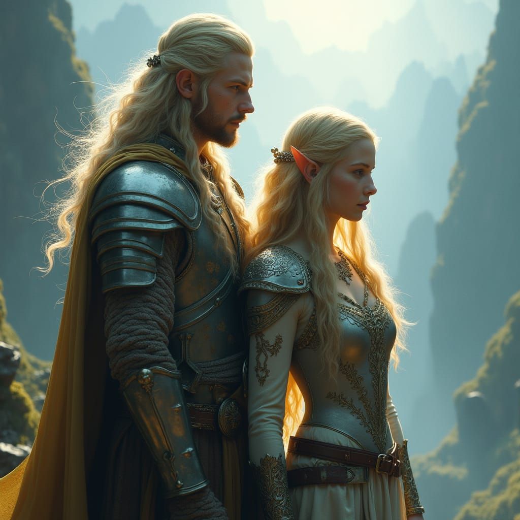 Young Galadriel with one of the race of men.