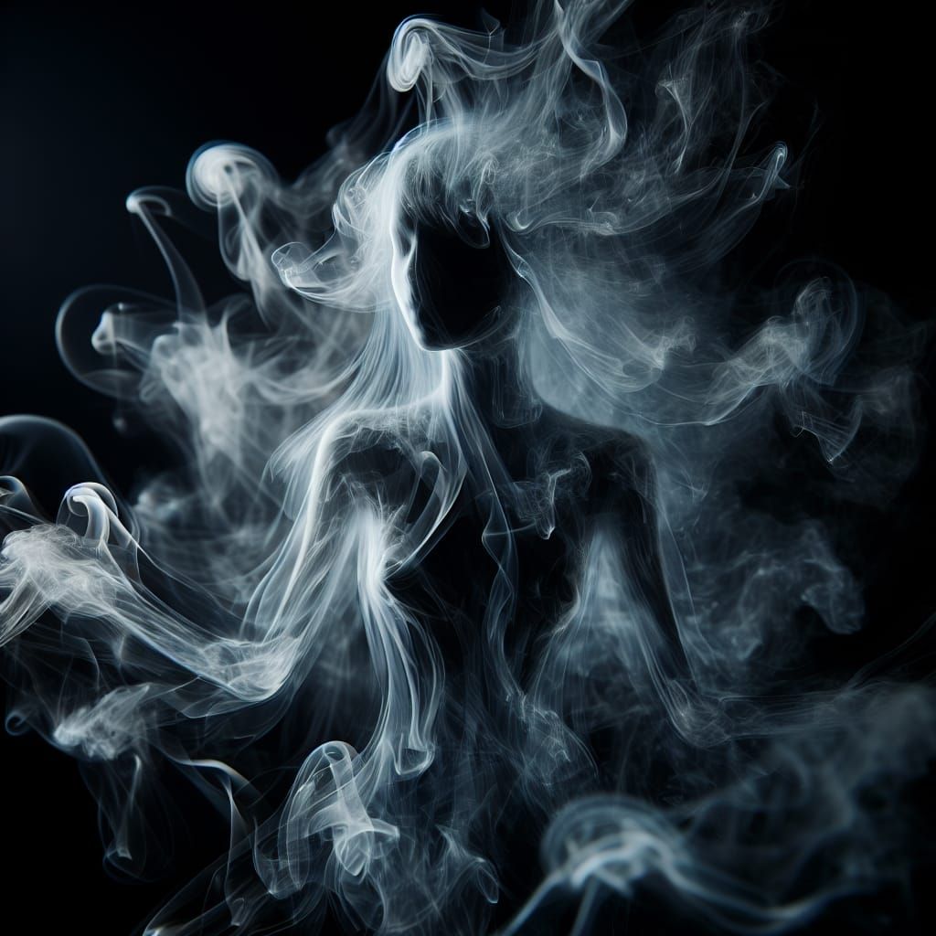 Ethereal Smoke Portrait of Spectral Woman