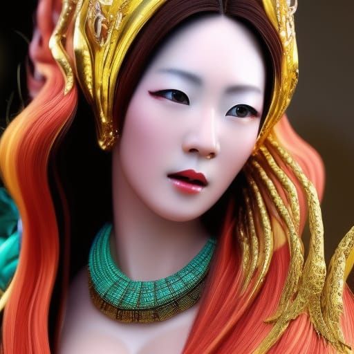 Hyperrealistic Portrait of a Beautiful Woman in Cyberpunk St...