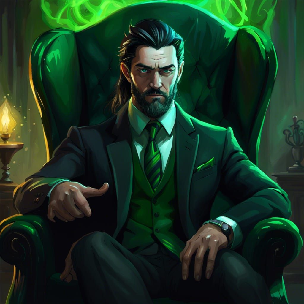 Evil Man with Glowing Eyes, Hyperrealistic Portrait