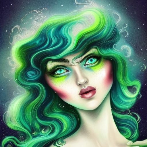 Woman with Aurora Hair, in Dittmann Style