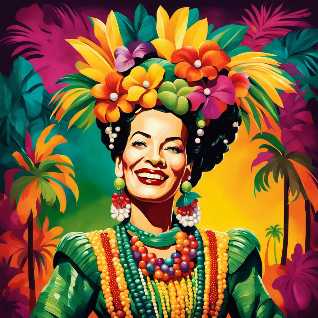 Carmen Miranda Portrait in Classic Hollywood Style