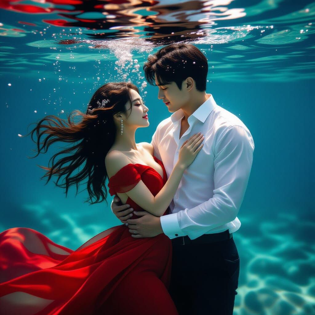 Underwater Korean Couple in K-Drama Style
