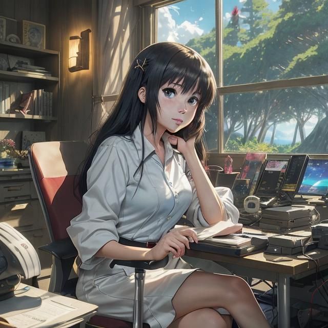 Bronya from Honkai Star Rail in Ghibli Anime Style