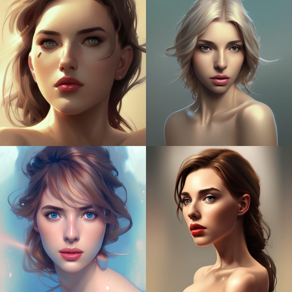 Hyperdetailed Portrait of Corinna Kopf in Art Nouveau Style