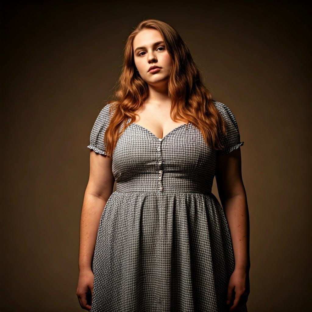 Androgynous Young Man Poses in Gingham Dress