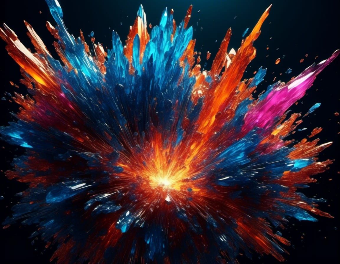 Exploding Glass Shards in Vivid Surrealism Style