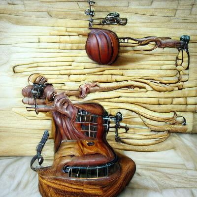 Bizarre Antique String Instrument in Hyperrealism Style