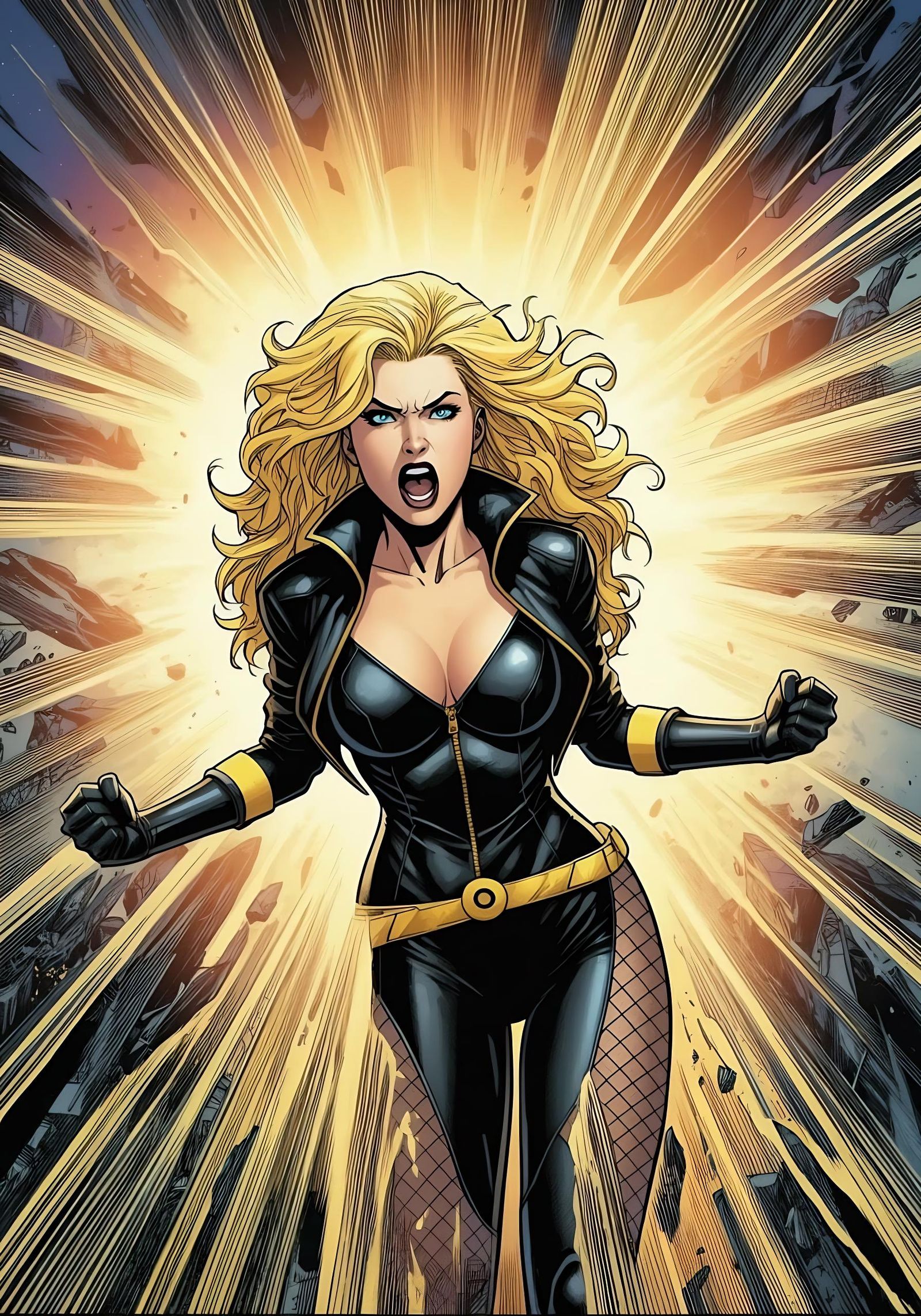 Superhero Black Canary Unleashes Sonic Scream