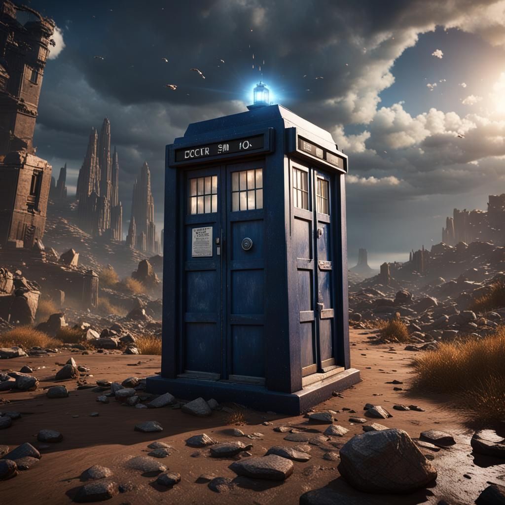 Post-Apocalyptic TARDIS in Detailed 3D Rendering