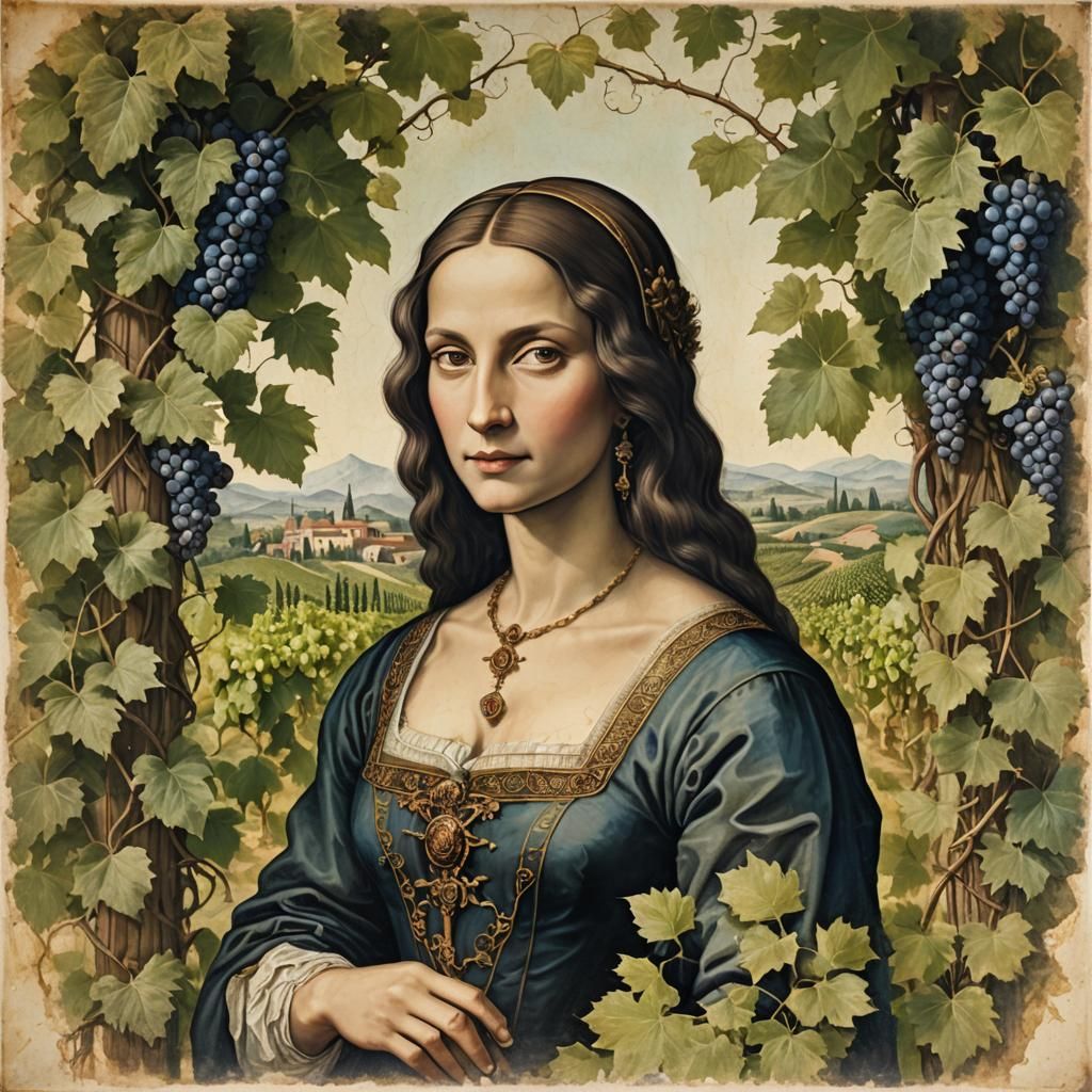 Renaissance Portrait in Vineyard Setting