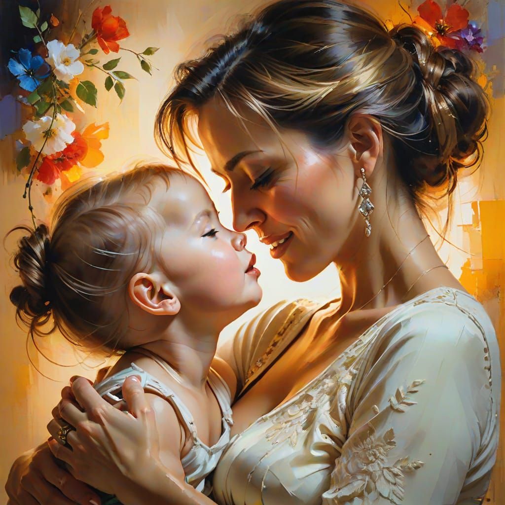 Mother and Baby Share a Tender Moment in a Photo-Realistic S...