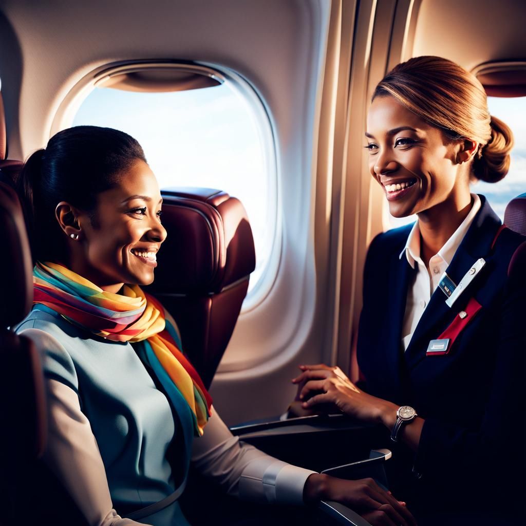 Warm Airplane Conversation in Golden Hour Light