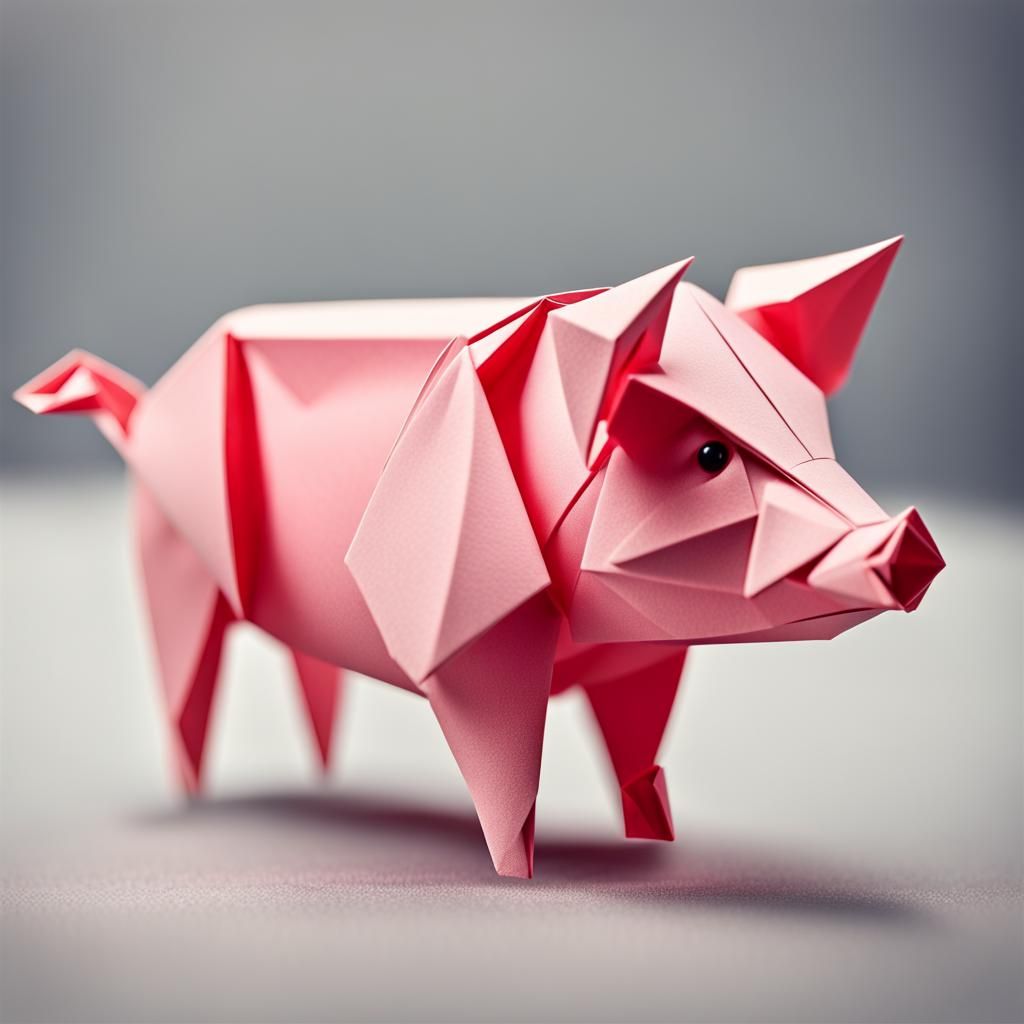 Origami Pig Papercraft in 8K Resolution