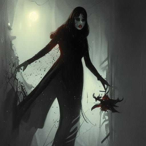 Sinister Black Christmas Scene in Fantasy Style