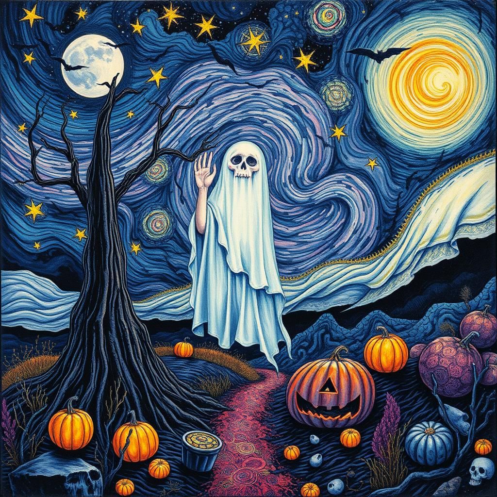 Surreal Halloween Figure in Futuristic Abstract Style