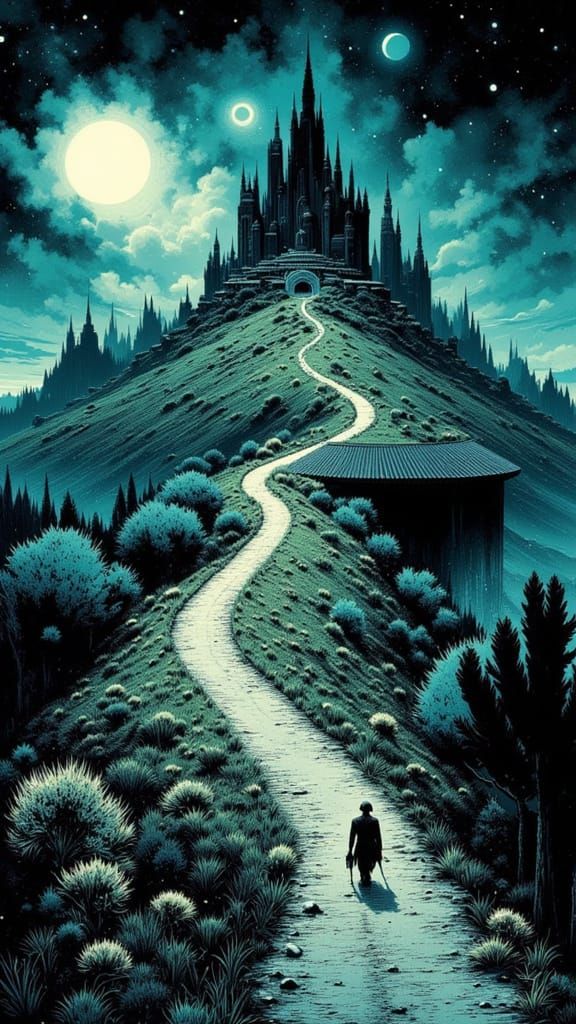 Winding Road to Port Sinus in Comic Book Style