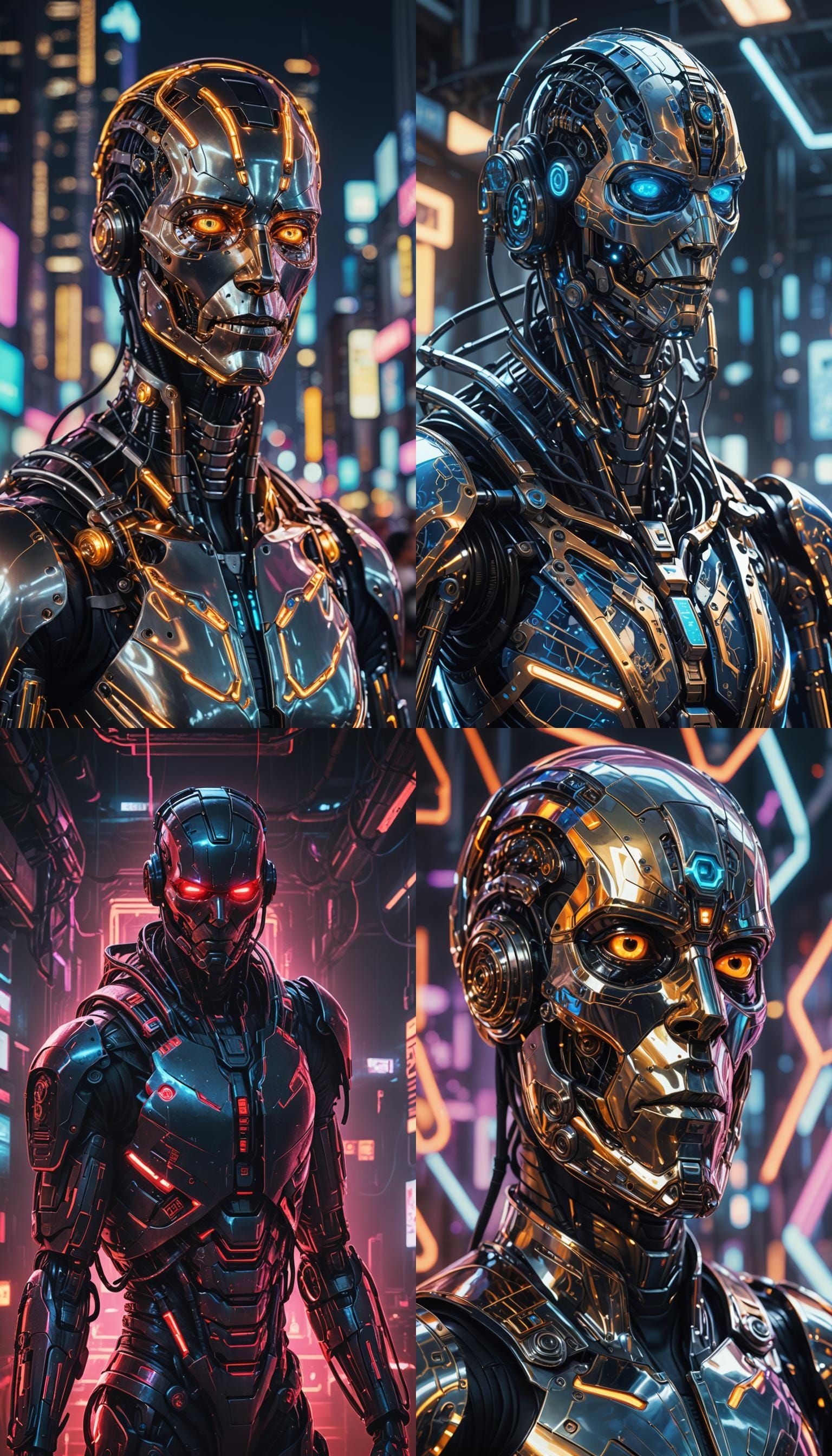 Futuristic Human Portrait with Metallic Exoskeleton