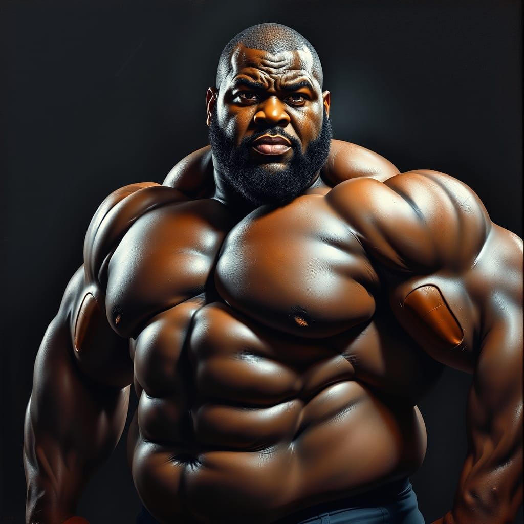Confident Hyper-Realistic Portrait of a Muscular Black Man