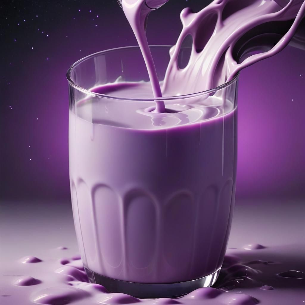 Cosmic Purple Milk in Hyperrealistic CGI Style