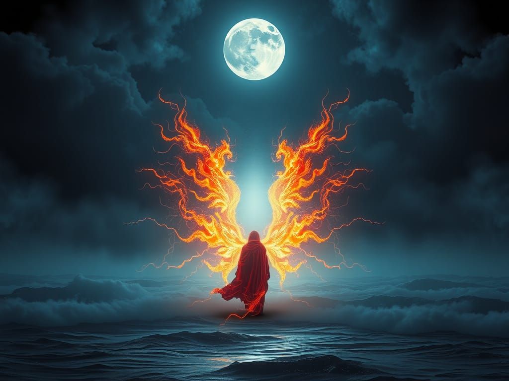 Mystical Cyberpunk Figure with Aura of Light