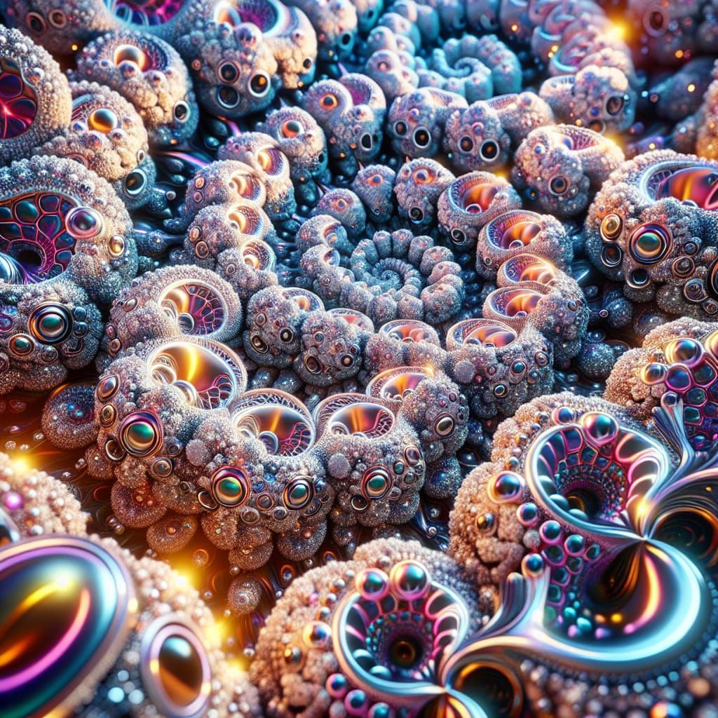 Iridescent Hyperbolic Geometry Teeming with Radiolaria and F...