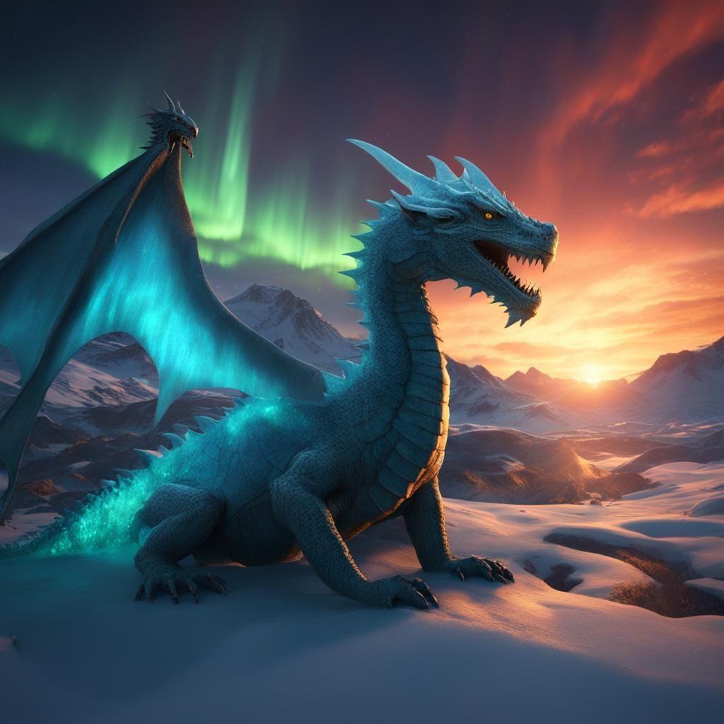 Majestic Ice Dragon Breathes Fire in Iceland