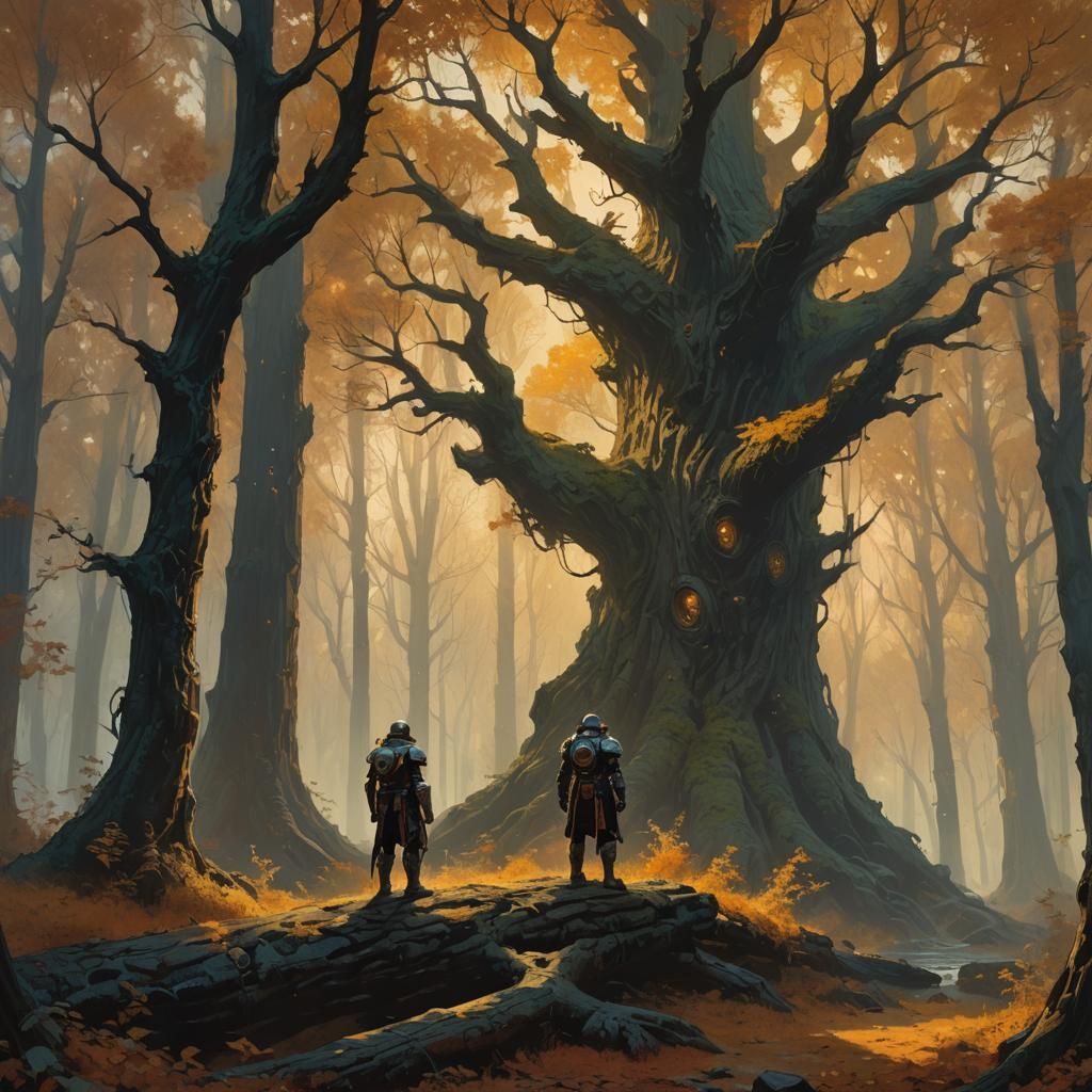 Mystical Forest Explorer in Autumn Light