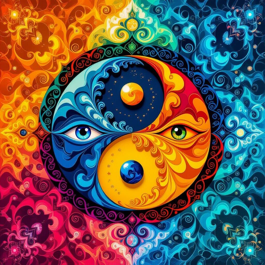 Psychedelic Yin Yang with Fractal Geometry